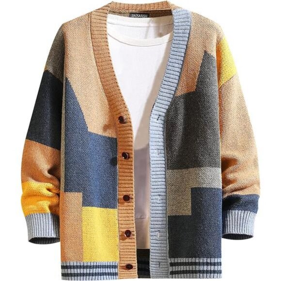 Other - Men's Cardigan Sweater Knitted Long Sleeve Sweaters with Buttons